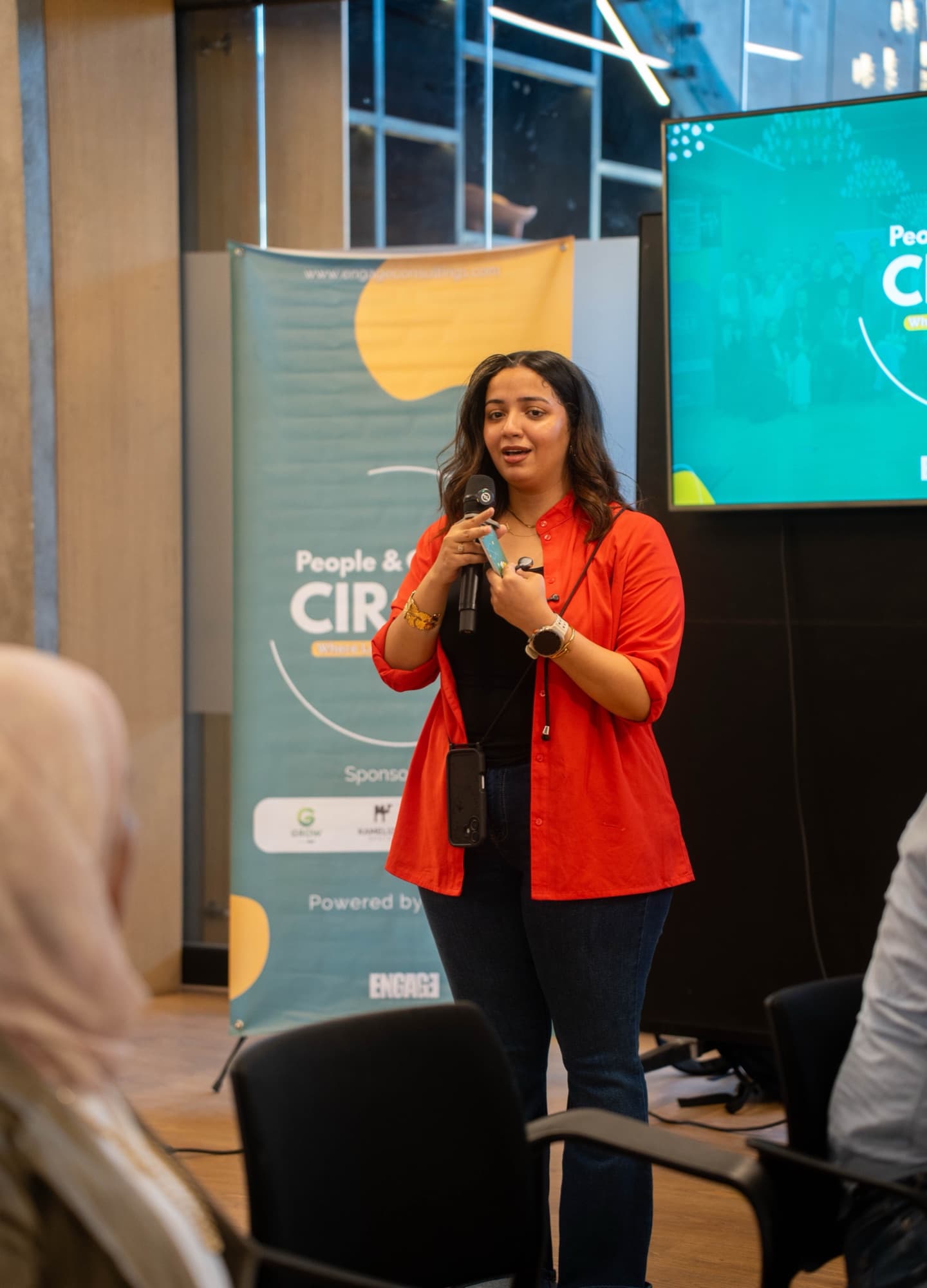 A speaker presenting at an Engage event